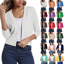 Casual Ladies Womens Coat Cardigan Open Long Sleeve Jumper Knitted Short Tops