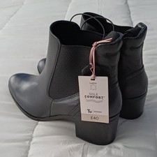 Tu Woman Sole Comfort Black Leather Ankle Boots UK 7 BNWT