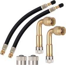 4 Pc Tire Valve Extension Set 90 Degree Universal Stem Flexible Adaptor Car Bike