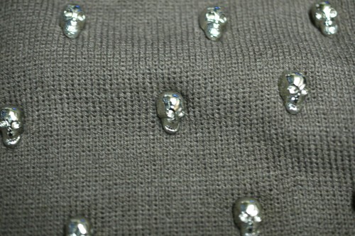 Chrome skull studded stud - chrome,