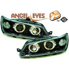 LHD Projector Headlights Pair Angel Eyes Clear Black For Peugeot 306 1993-97