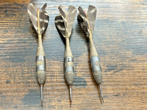 Vintage wood lead darts set - wood, &