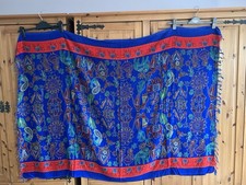 Sri Lankan Batik Sarong/Wrap Blue, Red Multi Coloured Mixed Pattern