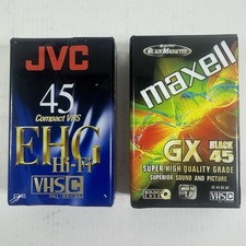 2x VHSC Tapes EC45 Compact VHS Video Cassette Camera Camcorder Maxell JVC GX EHG