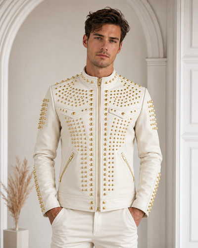 Men white studded - white,