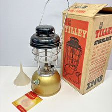 TILLEY STORMLIGHT Vintage Boxed X246B with Funnel & Mantel GOLD BASE
