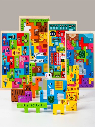Wooden animal transport puzzle - transport,