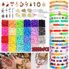 10000+Pcs Christmas Clay Beads Bracelet Making Kit Flat Beads Polymer Clay Beads