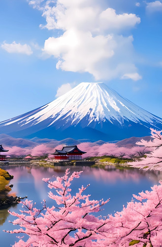 Japanese mount fuji pink - japanese,