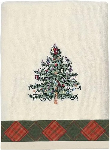 Hand towel red tartan cotton - red,