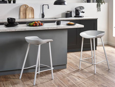 2x Renzo Bar Stools Modern Kitchen Breakfast Bar Chairs with Footrest Grey New