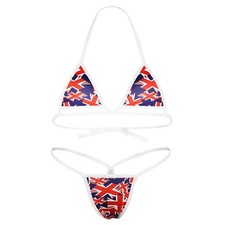Womens Micro Bikini G String Thong Set Sexy Mini Bathing Suit National Flag