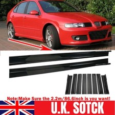 86.6" Gloss Black Side Skirts Extension Rocker Panel For Seat Ibiza Leon Toledo