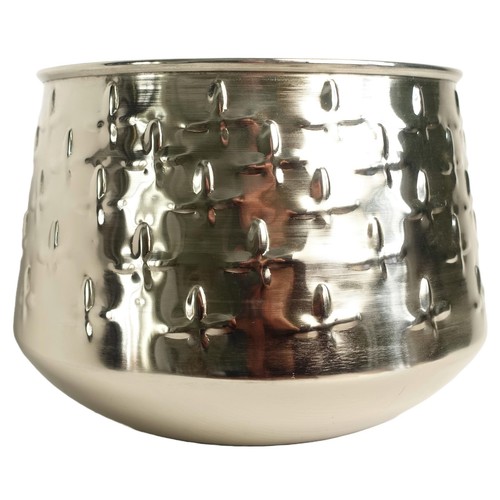Metal planter plant pot silver - metal,