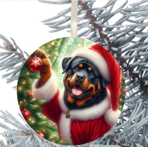 Rottweiler dog hanging - dog, bauble