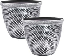 2Pc Silver Round Plastic