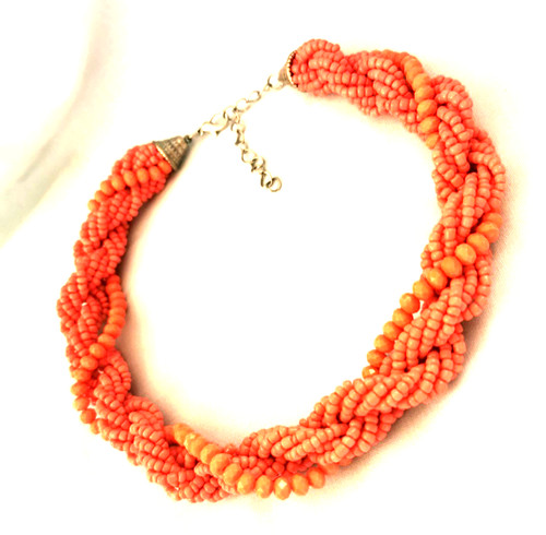 Coral pink seed beads - beads, &