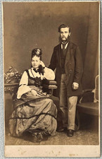 CDV LONDON STEREOGRAPHIC LADY IN FINE DRESS & BONNET HANDSOME DAPPER GENTLEMAN