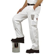 White Painters Trousers Decorators 100% Cotton Multi Pocket Knee Pockets S817