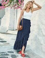 Boden Florence Wrap Maxi Skirt Size 8 R, Navy Polka Dot-TO136-MED13