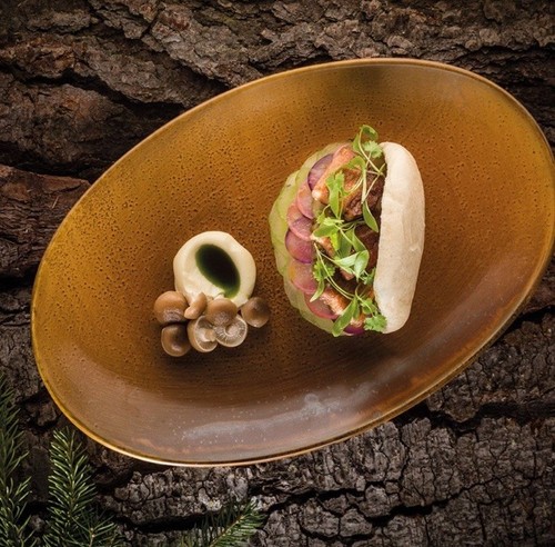 Rustic brown oval - dinner, plate
