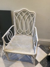 Faux Bamboo White Chair With Arm Rests