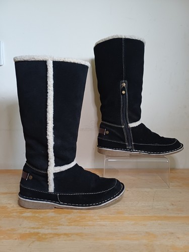 Skechers black suede faux fur - suede,