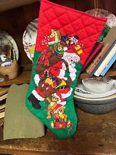 Vintage Quilted Fabric Christmas Stocking 45cm