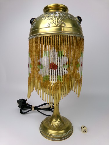 Brass table lamp - brass, w/bead
