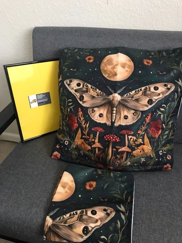 Moth fungi moon witchy cushion - witchy,
