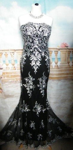 Silver sequin black - sequin, maxi