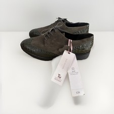 TU Khaki / Green Brogue Leather  Boyfriend Shoes Ladies Lace Up New & Tags UK 6