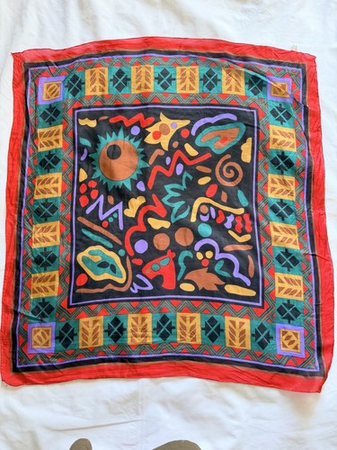 Vintage silk scarf abstract - scarf,