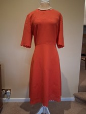 Hobbs Orange Laser Cut Dress UK Size 16 New Without Tags