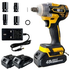 48V Heavy Duty Electric Impact Wrench 1/2 Ratchet Nut Gun Cordless Wheel Removal