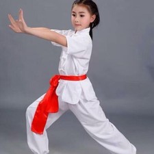 Kids Chinese Kung Fu Wushu Martial Arts Uniform Tai Chi Short Sleeve Clothing 