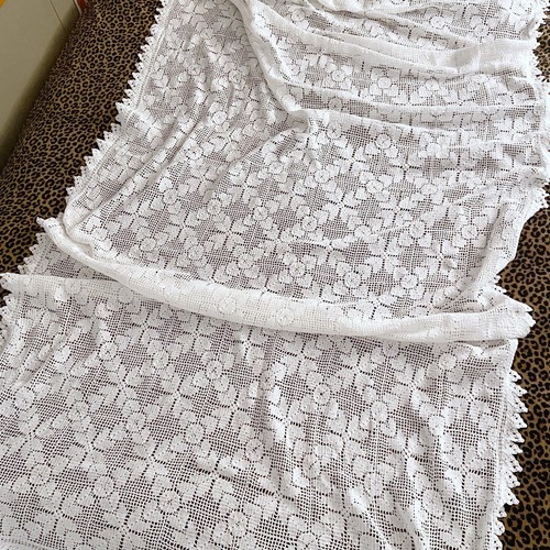 Handmade white crochet lace - white,