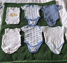 6x Baby Boy Clothes Bundle 0-3 Mths blue white Body Suits #1