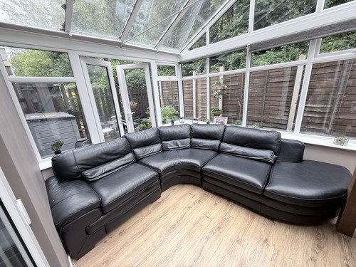 Large black genuine leather - black,