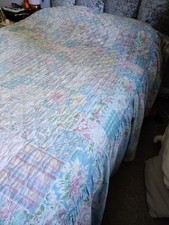 Double Quilted bedspread,  patchwork, floral , vintage style bedding throw