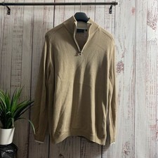 Rockport Mens Vintage Beige Quarter Zip Jumper Size Large