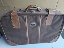 VTG Antler Medium Suitcase Brown Canvas & Tan Leather Trim, Superb Condition 