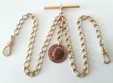 Vintage Pocket Watch Chain Double Albert T Bar Dog Clips & 1932 Fob Rolled Gold?