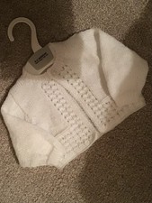Hand Knitted Baby Cardigan. Age 0-3 Months New.