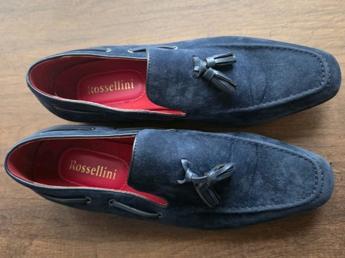 Navy blue suede - suede, tassel