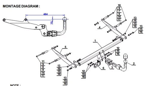 Detachable tow bar - bar, renault