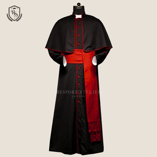 Black with red trim cassock - red,