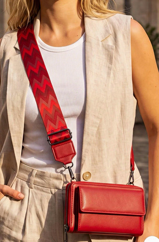 Red leather women - red,
