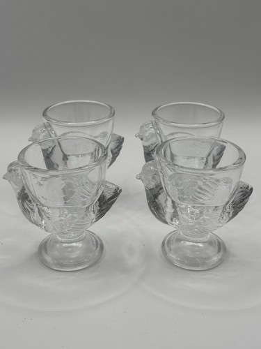 Vintage clear glass hen - clear,