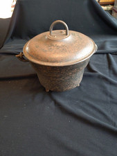  ANTIQUE 3 LEGS CAST IRON CAULDRON / COOKING POT HANDLE & LID GIPSY ROMANY